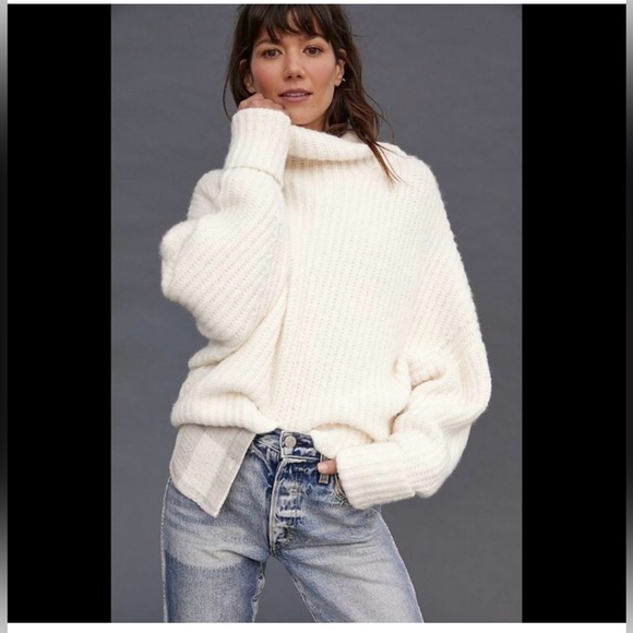 Maeve By Anthropologie Athena Cowl Neck Sweater Wool Alpaca Pullover Off White - Picture 1 of 12